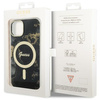 Etui Guess GUHMP14SHTMRSK na iPhone 14 - czarne Golden Marble MagSafe