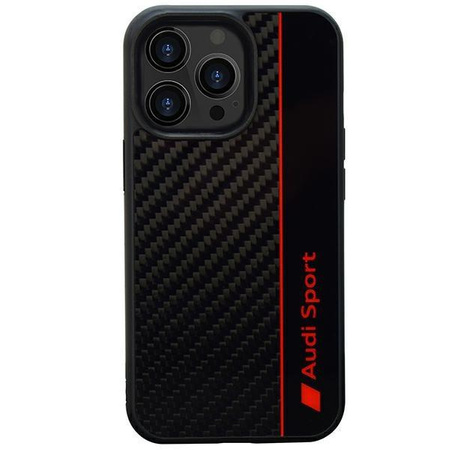 Etui Audi Carbon Fiber Stripe na iPhone 13 Pro / 13 - czarne AUS-TPUPCIP13P-R8/D1-BK