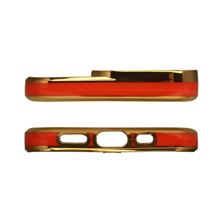 Fashion Case etui do iPhone 13 żelowy pokrowiec ze złotą ramką czerwony