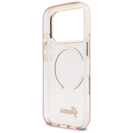 Etui Guess IML Script Metal MagSafe do iPhone 17 Pro różowy