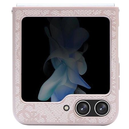 Guess GUHCZF5P4TDPP F731 Z Flip5 różowy/pink hardcase Leather 4G Triangle Strass