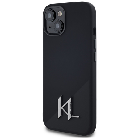 KARL LAGERFELD ETUI SILICONE SHADOW DO IPHONE 15 Z METALOWYM LOGO I OCHRONĄ