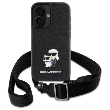 KARL LAGERFELD POKROWIEC DO IPHONE 16 6.1 KLHCP16SSAKCPBK Z PINEM METALOWYM