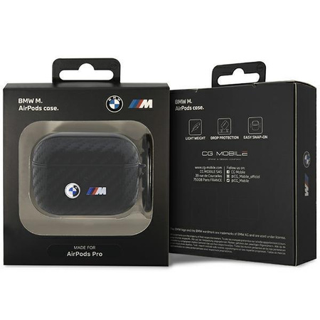 Etui BMW BMAPWMPUCA2 na AirPods Pro - czarne Carbon Double Metal Logo