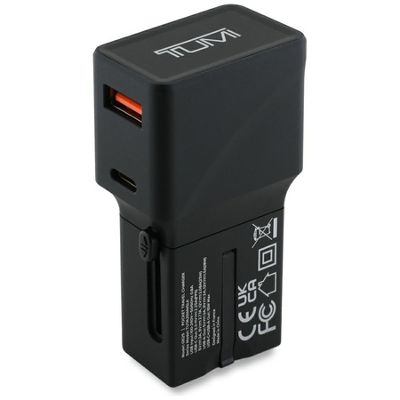 Ładowarka sieciowa TUMI Travel Adapter 25W USB-C / USB-A + Kabel USB-C/USB-C czarny