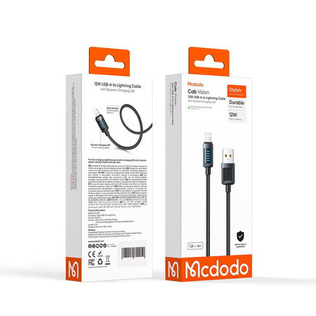 MCDODO KABEL USB-A LIGHTNING SZYBKIE ŁADOWANIE DO APPLE IPHONE 12W 1M LED