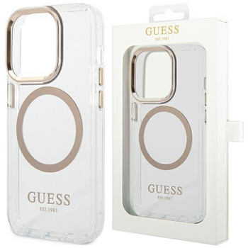 Etui Guess GUHMP13XHTRMD na iPhone 13 Pro Max - złote Metal Outline Magsafe
