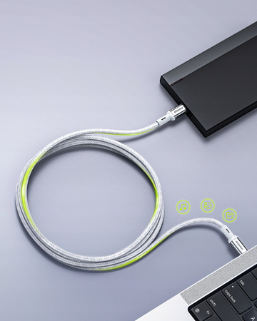 INNOSTYLE POWERFLEX ULTRA KABEL USB-C SZYBKIE ŁADOWANIE THUNDERBOLT 10GBPS 100W KEVLAR 2M SREBRNY