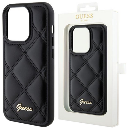 Etui Guess Quilted Metal Logo na iPhone 15 Pro - czarne