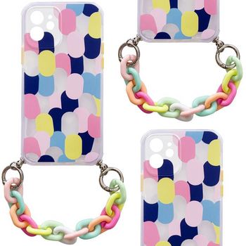 Color Chain Case żelowe elastyczne etui z łańcuchem łańcuszkiem zawieszką do iPhone 12 wielokolorowy