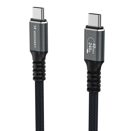 Kabel Wozinsky WPS-UY42S USB-C USB4 40Gb/s 240W 2m 4K - czarny
