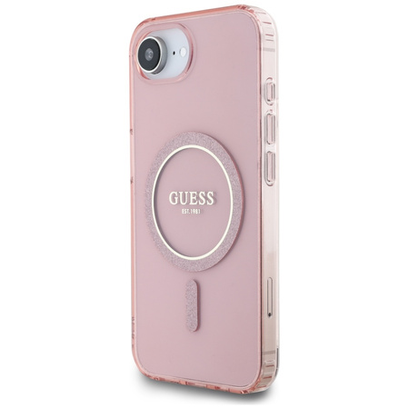 GUESS ETUI IML GLITTER CIRCLE DO IPHONE 16E DO MAGSAFE ELEGANCKIE