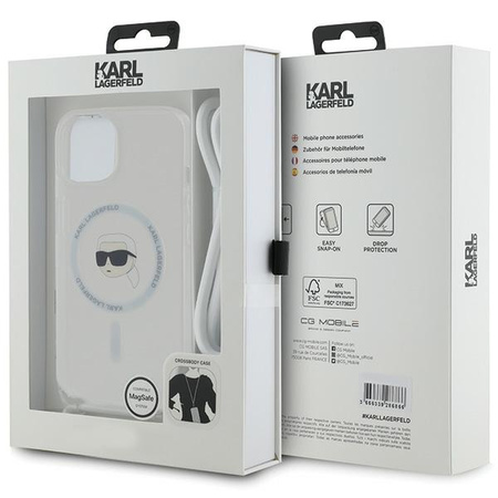 KARL LAGERFELD ETUI DO IPHONE 15 14 13 6.1 CROSSBODY DO MAGSAFE KARL HEAD