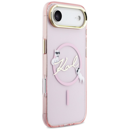 Etui Karl Lagerfeld IML Choupettes Karl Script Logo MagSafe do iPhone Air różowy