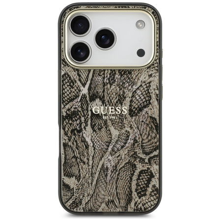 Etui Guess Python Pattern MagSafe do     iPhone 17 Pro Max brązowy