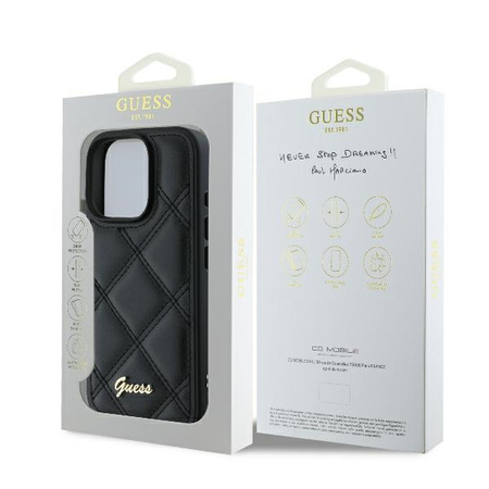 GUESS ETUI HARDCASE CASE POKROWIEC DO IPHONE 16 PRO DO APPLE QUILTED CZARNY