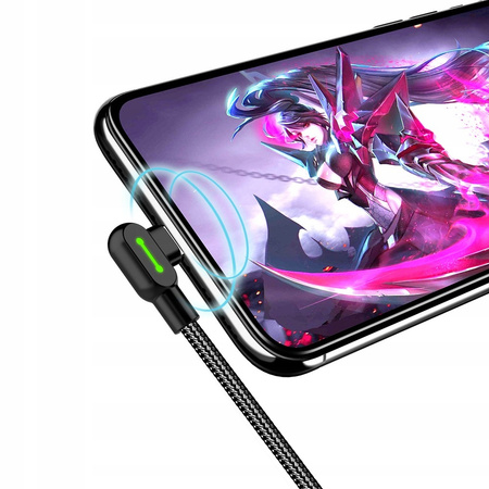 MCDODO KABEL KĄTOWY 90° LIGHTNING DWUSTRONNY DO IPHONE 11 12 13 14 LED 1M