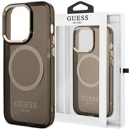 Guess GUHMP13XHTCMK iPhone 13 Pro Max 6,7" czarny/black hard case Gold Outline Translucent MagSafe