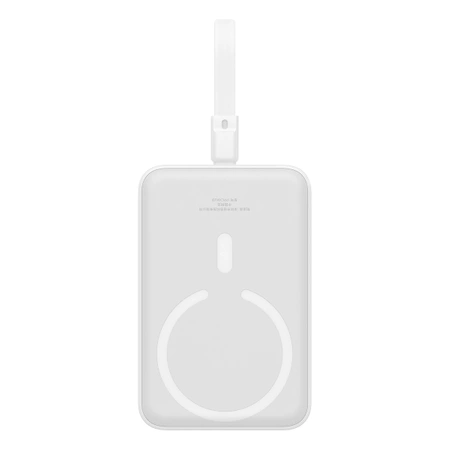 Powerbank Baseus Magnetic Mini MagSafe 10000mAh 20W z wbudowanym kablem Lightning - biały + kabel Baseus Simple Series USB-C - USB-C 60W 0.3m