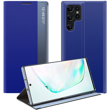 New Sleep Case pokrowiec etui z klapką z funkcją podstawki Samsung Galaxy S22 Ultra niebieski