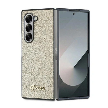 GUESS ETUI HARDCASE DO SAMSUNG GALAXY Z FOLD6 F956 GLITTER SCRIPT ZŁOTY