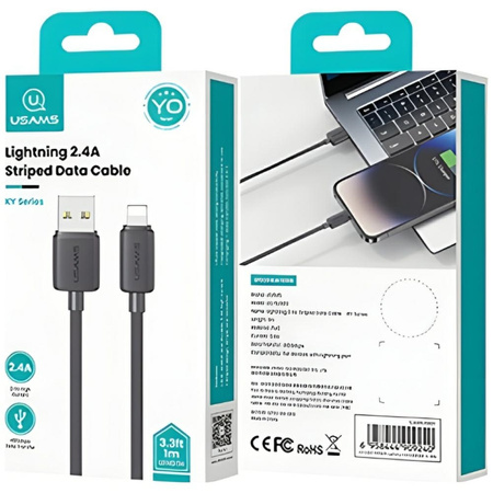 USAMS KABEL USB-A DO LIGHTNING 2.4A DO APPLE IPHONE 1M SZYBKIE