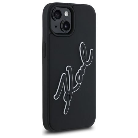 KARL LAGERFELD POKROWIEC RUBBER DO IPHONE 15 6.1 3D HARDCASE SIGNATURE