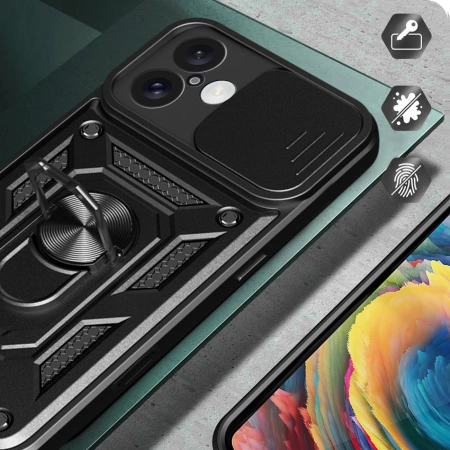 HURTEL ETUI HYBRID ARMOR CAMSHIELD DO IPHONE 16 Z PODSTAWKĄ OCHRONĄ APARATU