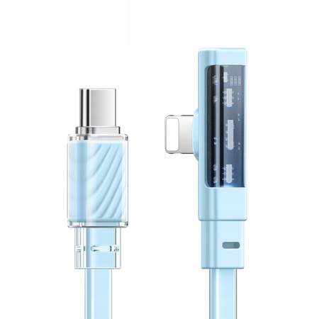 MCDODO KABEL KĄTOWY USB-C LIGHTNING PŁASKI 36W DO IPHONE 13 14 NIEBIESKI 1M