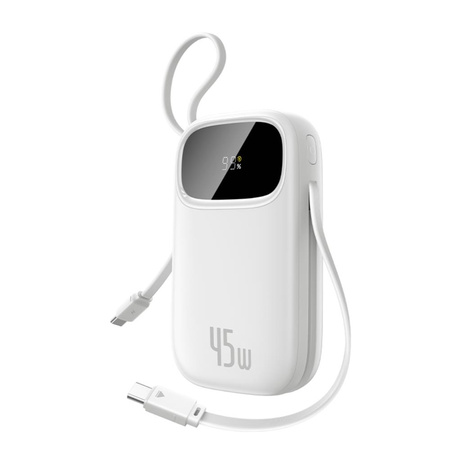 Baseus Powerbank EnerFill FC31 20000mAh 45W z wyświetlaczem z kablami USB-C i USB-C biały