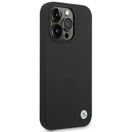 Etui BMW BMHCP14LSILBK na iPhone 14 Pro - czarne Silicone Metal Logo