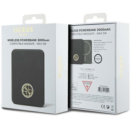 GUESS POWERBANK DO MAGSAFE IPHONE 12 13 14 15 Z LOGO METALOWYM 4G STRASSED