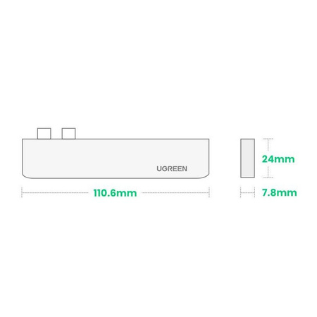 Ugreen wielofunkcyjny HUB 2x USB Typ C na USB Typ C PD (Thunderbolt 3, 100W, 4K@60 Hz, 10 Gbps) / HDMI 4K@30 Hz / 3x USB 3.0 do MacBook Pro / Air szary (60559)