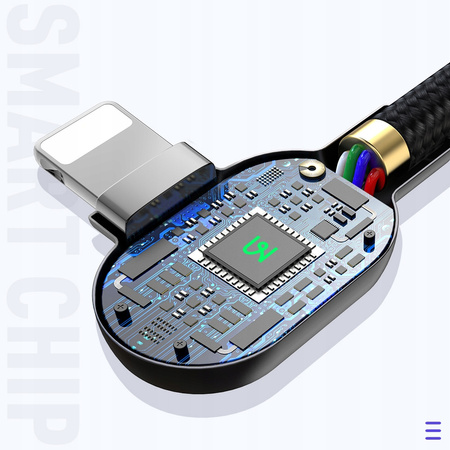 MCDODO KABEL KĄTOWY 90° USB-C LIGHTNING DWUSTRONNY DO IPHONE 13 14 LED 2M