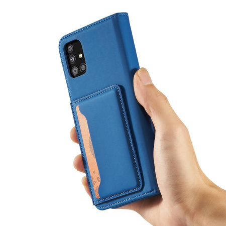 Magnet Card Case etui do Xiaomi Redmi Note 11 pokrowiec portfel na karty kartę podstawka niebieski