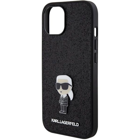 Etui Karl Lagerfeld Fixed Glitter Ikonik Logo Metal Pin do iPhone 15 - czarne