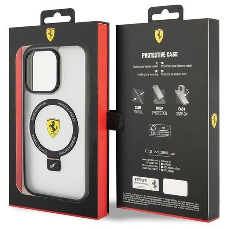 Etui Ferrari Ring Stand 2023 Collection MagSafe do iPhone 15 Pro Max - przezroczyste