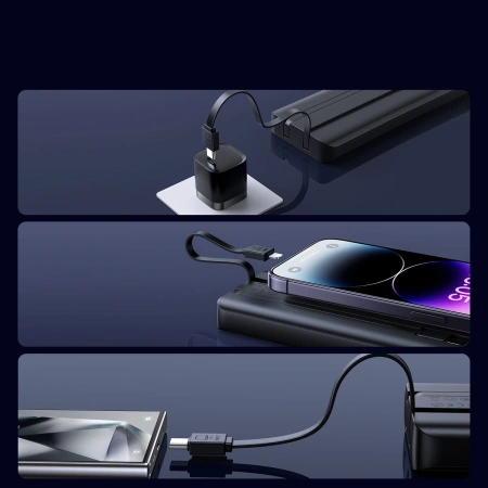 JOYROOM POWERBANK JR-PBF19 10000MAH DO SZYBKIEGO ŁADOWANIA Z DWOMA KABLAMI