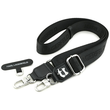 Uniwersalna smycz Karl Lagerfeld         Universal Strap Tether Patch Choupette Metal Logo czarny