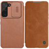 Nillkin Qin Leather Pro Case etui do Samsung Galaxy S22+ (S22 Plus) osłona na aparat kabura pokrowiec obudowa z klapką brązowy