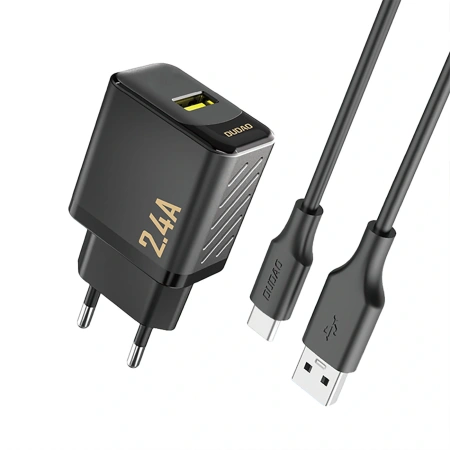 Ładowarka sieciowa Dudao A23TEU 2.4A GaN USB-A z kablem USB-A - USB-C - czarna