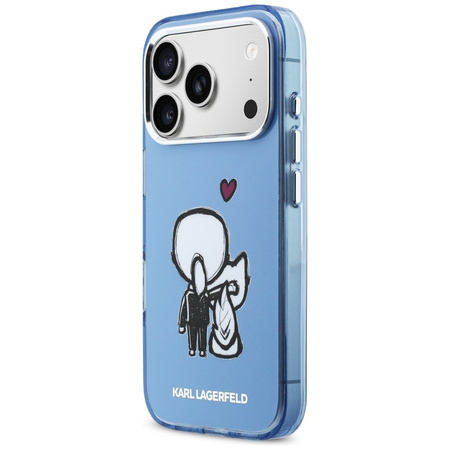 Etui Karl Lagerfeld Karl & Choupette Back MagSafe do iPhone 17 Pro Max niebieski