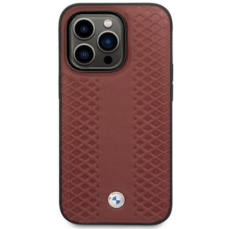 Etui BMW BMHMP14L22RFGR na iPhone 14 Pro burgundowy/burgundy Leather Diamond Pattern MagSafe