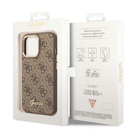 Guess GUHCP14XHG4SHW iPhone 14 Pro Max 6,7" brązowy/brown hard case 4G Vintage Gold Logo