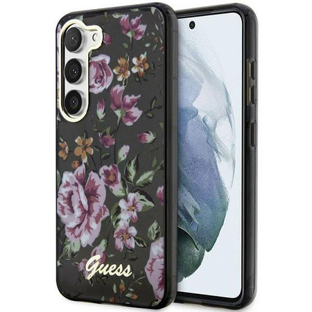 Etui Guess GUHCS23MHCFWSK S23+ S916 - czarne Flower Collection