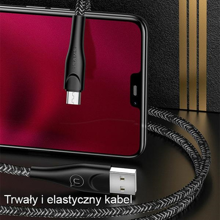 USAMS KABEL PLECIONY U41 MICRO USB 3M 2A DO SMARTFONÓW SZYBKIE ŁADOWANIE 3M
