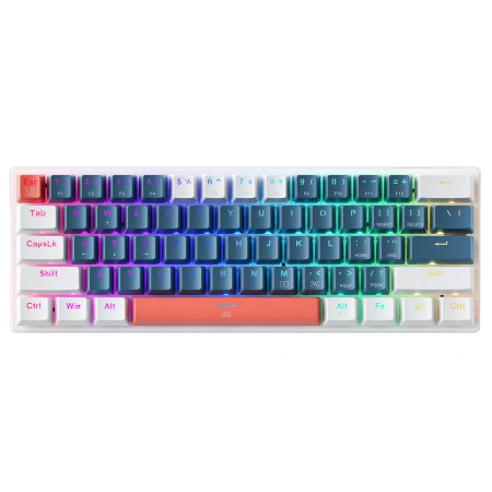 Klawiatura gamingowa Machenike K500-B61 przewodowa mechaniczna podświetlana Blue Switch - niebiesko-biała