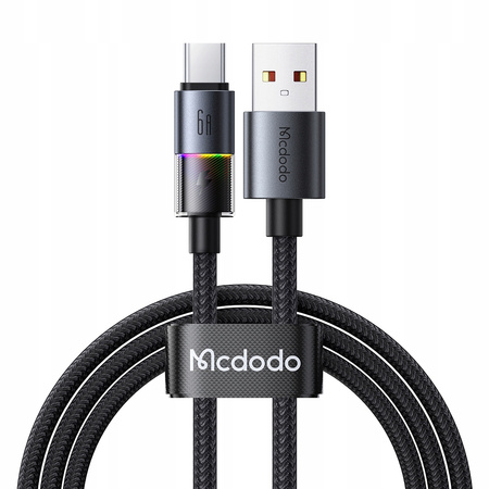 MCDODO KABEL USB-A USB-C SZYBKIE ŁADOWANIE USB TYP C 6A 100W 1M LED CZARNY