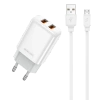 JELLICO ładowarka sieciowa EU02 2.4A 12W 2xUSB + kabel Micro Biały