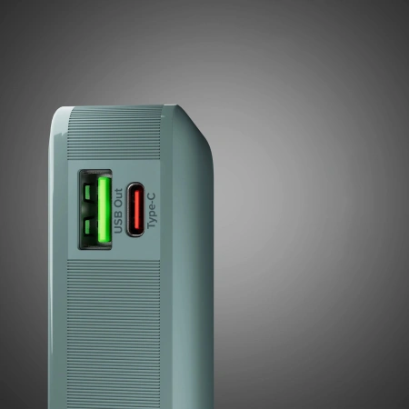 Powerbank SBS 10000 mAh 20W z wbudowanym kablem USB-C i wyświetlaczem cyfrowym - szary